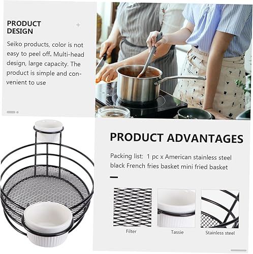 Miniatura 3 de Cabilock Cesta para freidora, 1 unidad, cesta de papas fritas, diseño simple, suministros de restaurante