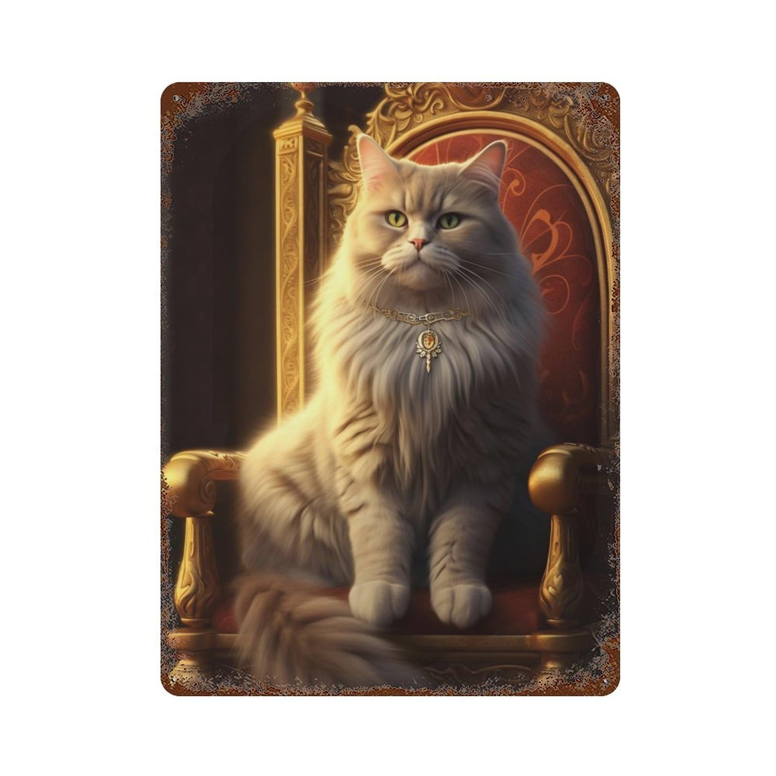 Royal Cat Throne Decor-1 Decorative Tin Sign 15.7"x11.8", Farmhouse Wall Decor for Garage, Bar And Workshop Decor