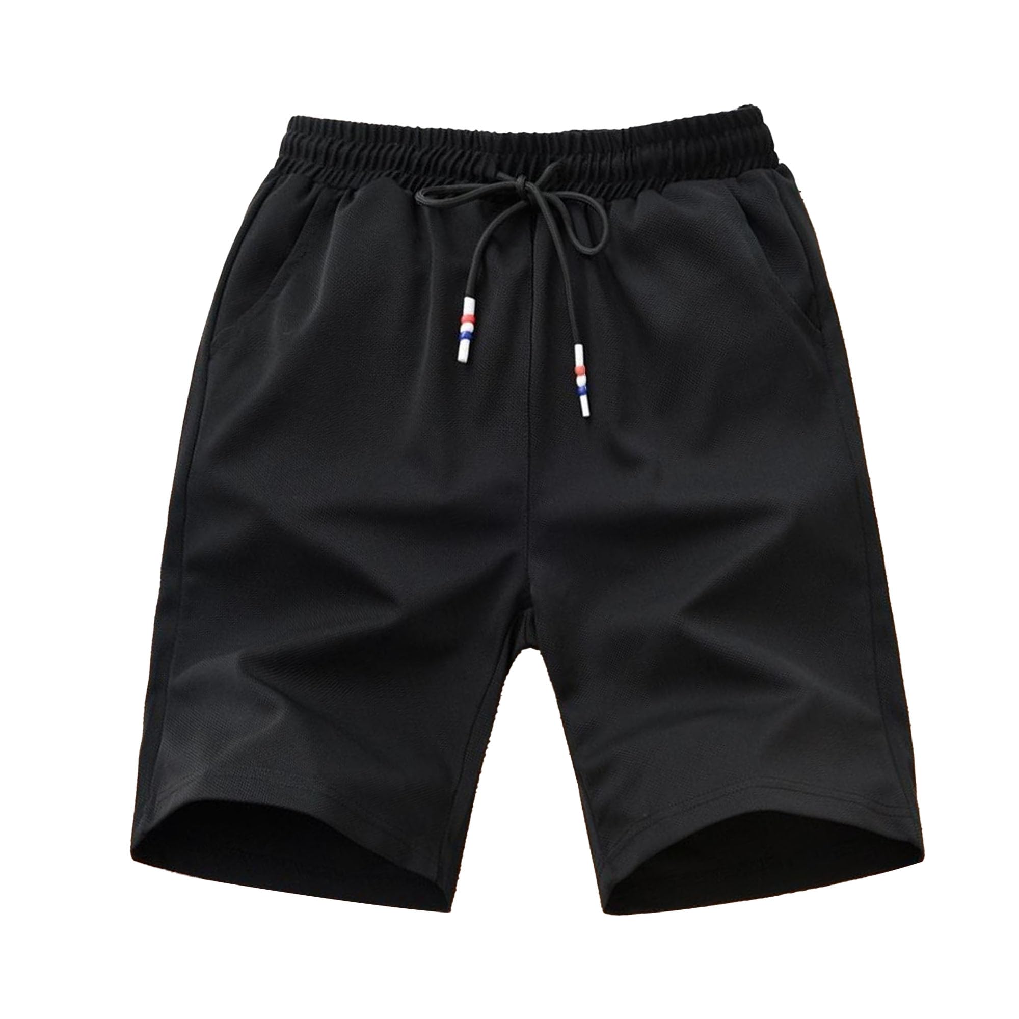 DGHM-JLMY Mens Summer Drawstring Running Athletic Straight Shorts Gym Elastic Sports Shorts Casual Beach Shorts Pockets