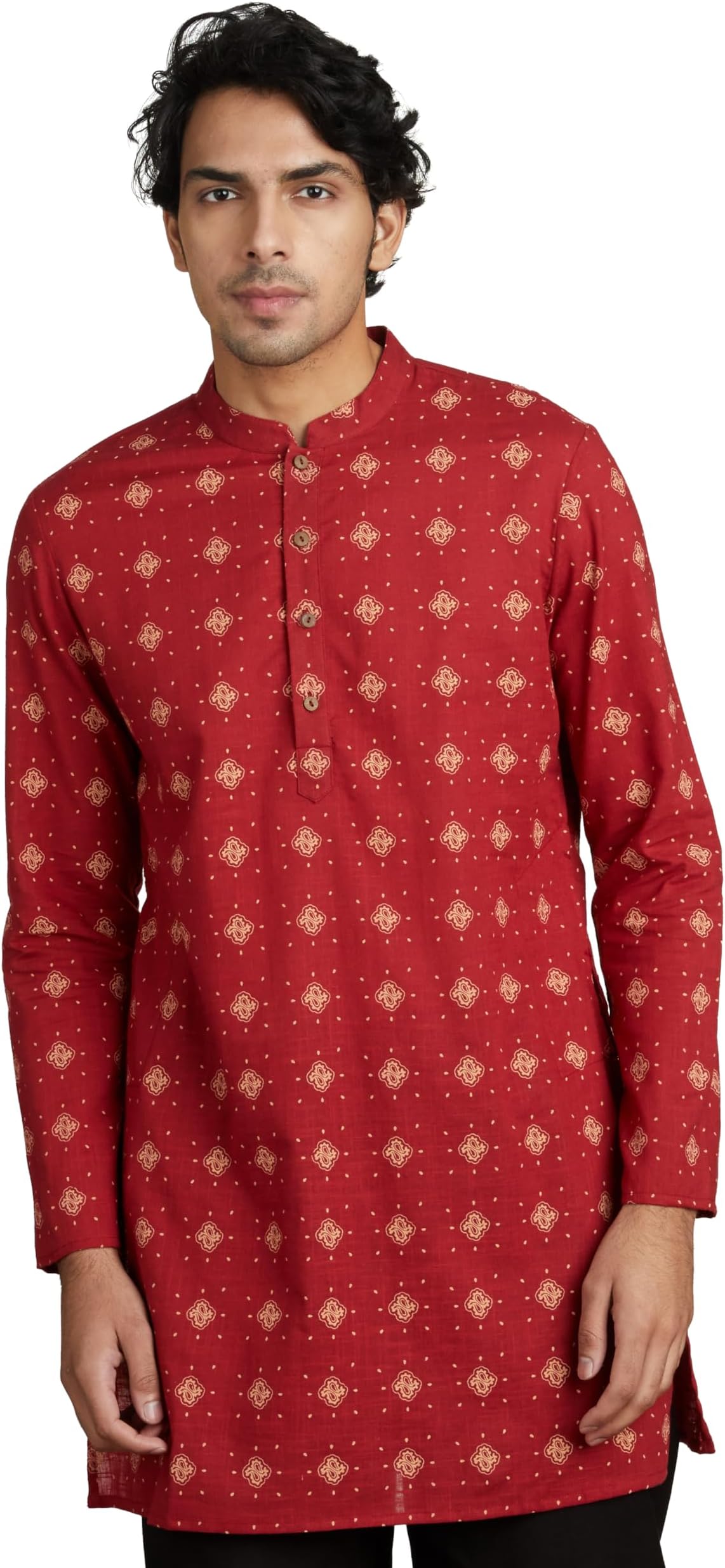 Amazon Brand - SymbolMen's 100% Cotton Everyday Mid Length Casual Kurta - Regular Fit (Available in Plus Sizes)