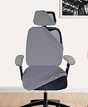 ELEGANTA Stretchable (Grey) Office Chair Cover Set with Headrest & Armrest Covers | Soft & Washable Office Computer Desk Chair Slipcover and Seat Protector for Office Chair | Pack of 1 (Light Grey)