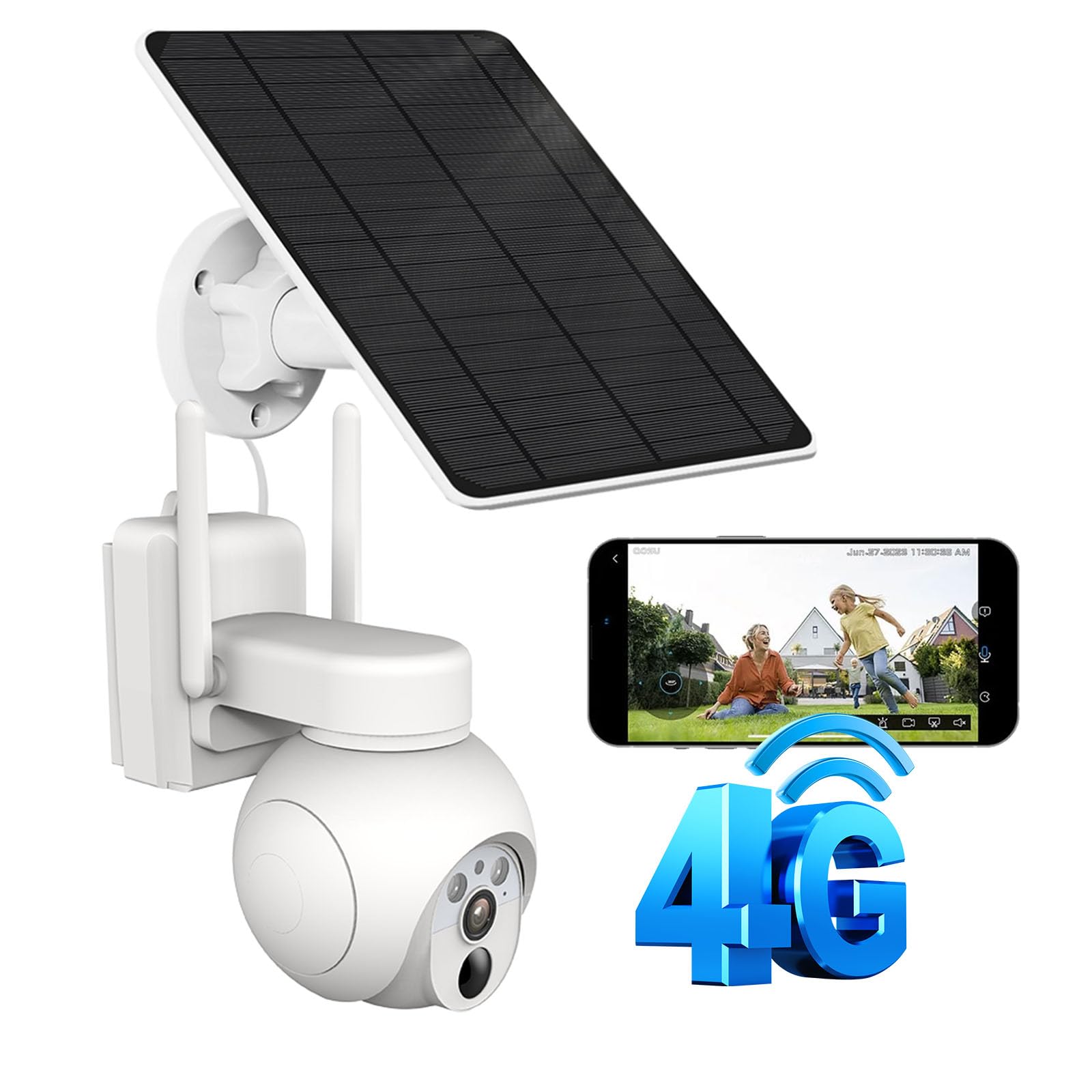 AMOROM 3G/4G LTE Überwachungskamera Aussen Solar mit Virtueller SIM Karte, Kamera Überwachung Ohne WLAN mit Farb Nachtsicht, 24/7-Aufzeichnung, für Netzunabhängige Hause, Bauernhof, Baustelle