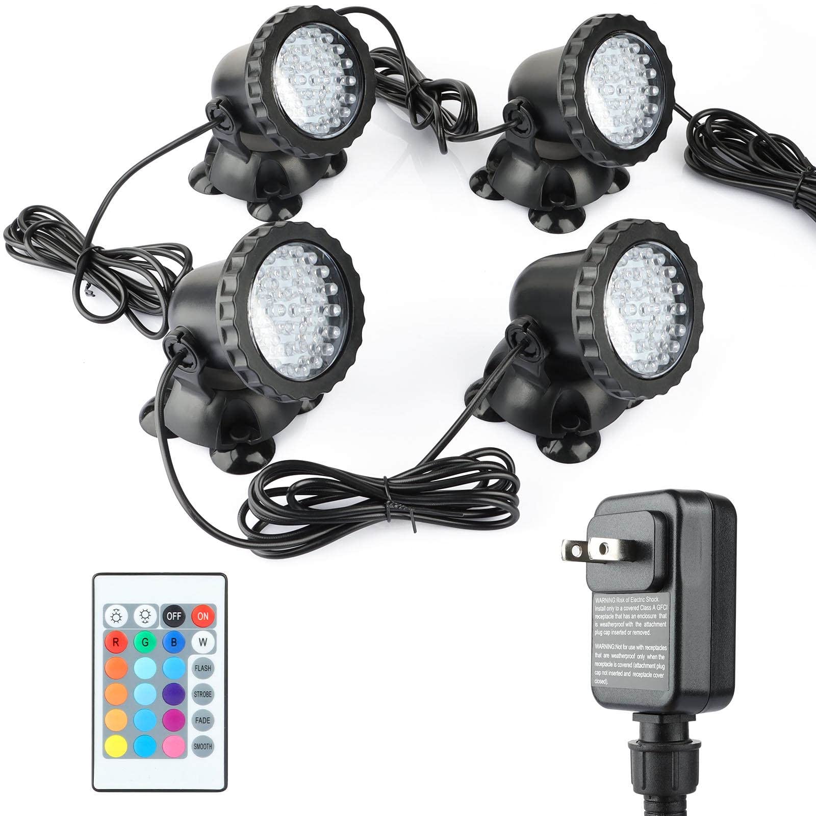 Photo 1 of Underwater Pond Lights, ?LED Color Changing Fountain Lights, RGB Submersible Pond Light, IP68 Waterproof Garden Lights,Multi-Color Dimmable Used for Yard Spotlights Fish Pond Decoration (4 Pack)