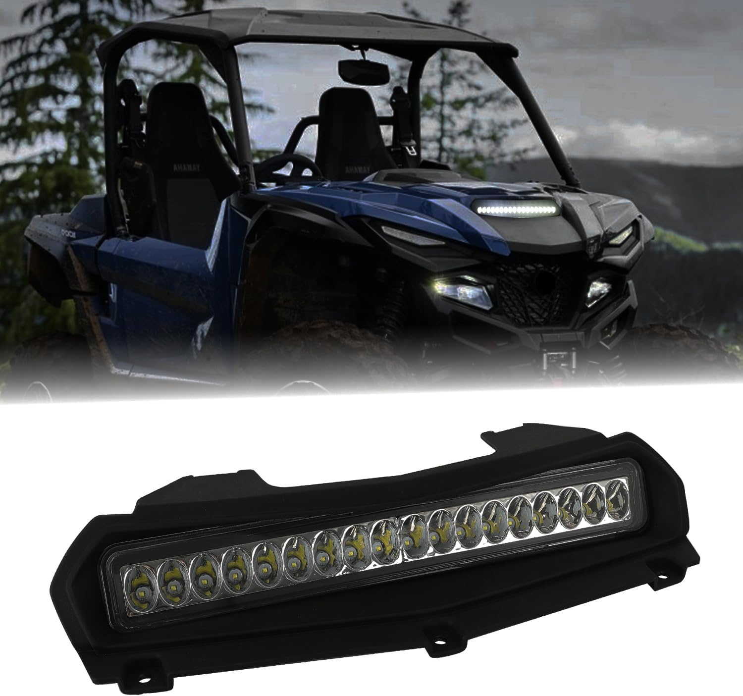 SUNPIE Hood Scoop with Lights LED Spot Light for Yamaha Wolverine 1000 RMAX2 RMAX4 1000 2021 2022 2023 2024 2025 2026, Yamaha Wolverine Accessories, Plug and Play