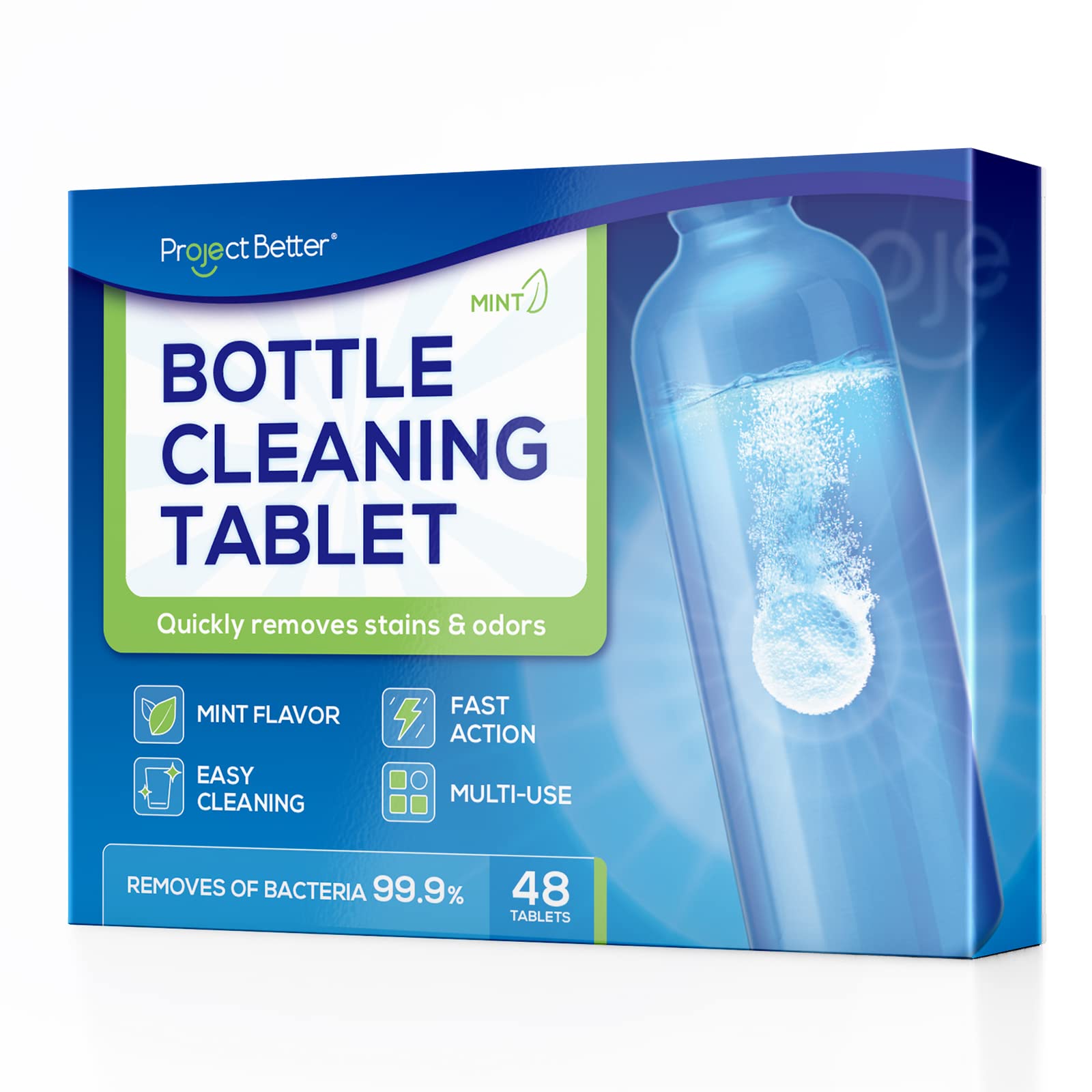 Water Bottle & Bladder Cleaning Tablets Cleaner for Tumbler Glasses, Hydration Bladder, Coffee