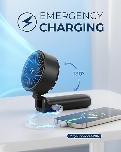 Miniatura 4 de Ventilador de mano portátil ventilador de cuello mini ventilador de escritorio batería de 4000 mAh de larga duración USB puede cargar teléfonos