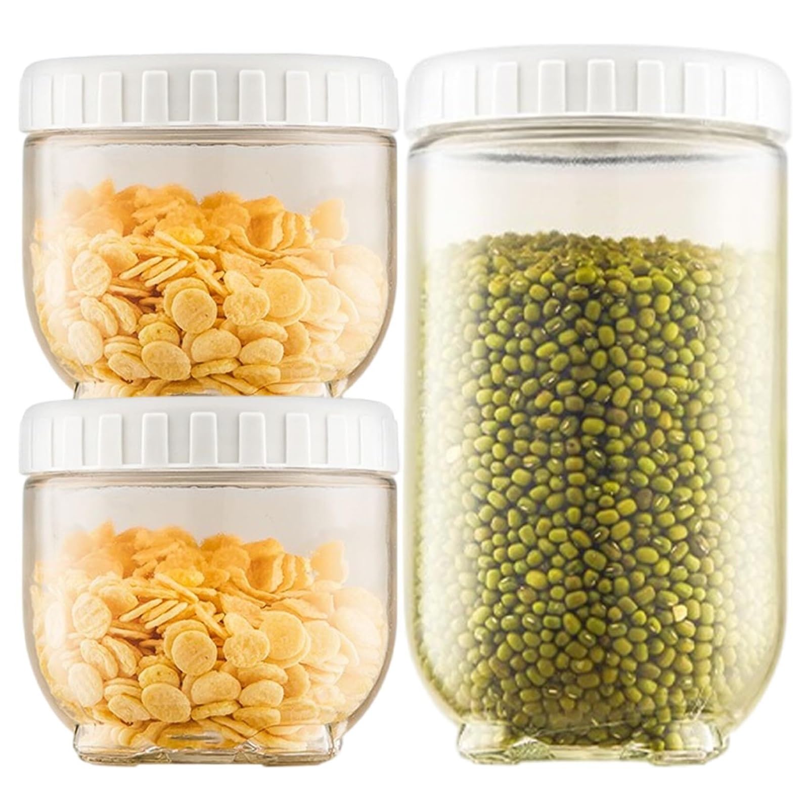 Cocina Almacenaje Frascos De Vidrio Sencillos Con Tapa Rosca, Boca Ancha Y Apilables Despensa(3pcs)
