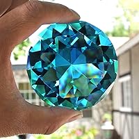 Vista 4 de Pisapapeles de diamantes de cristal grabados personalizados (turquesa)