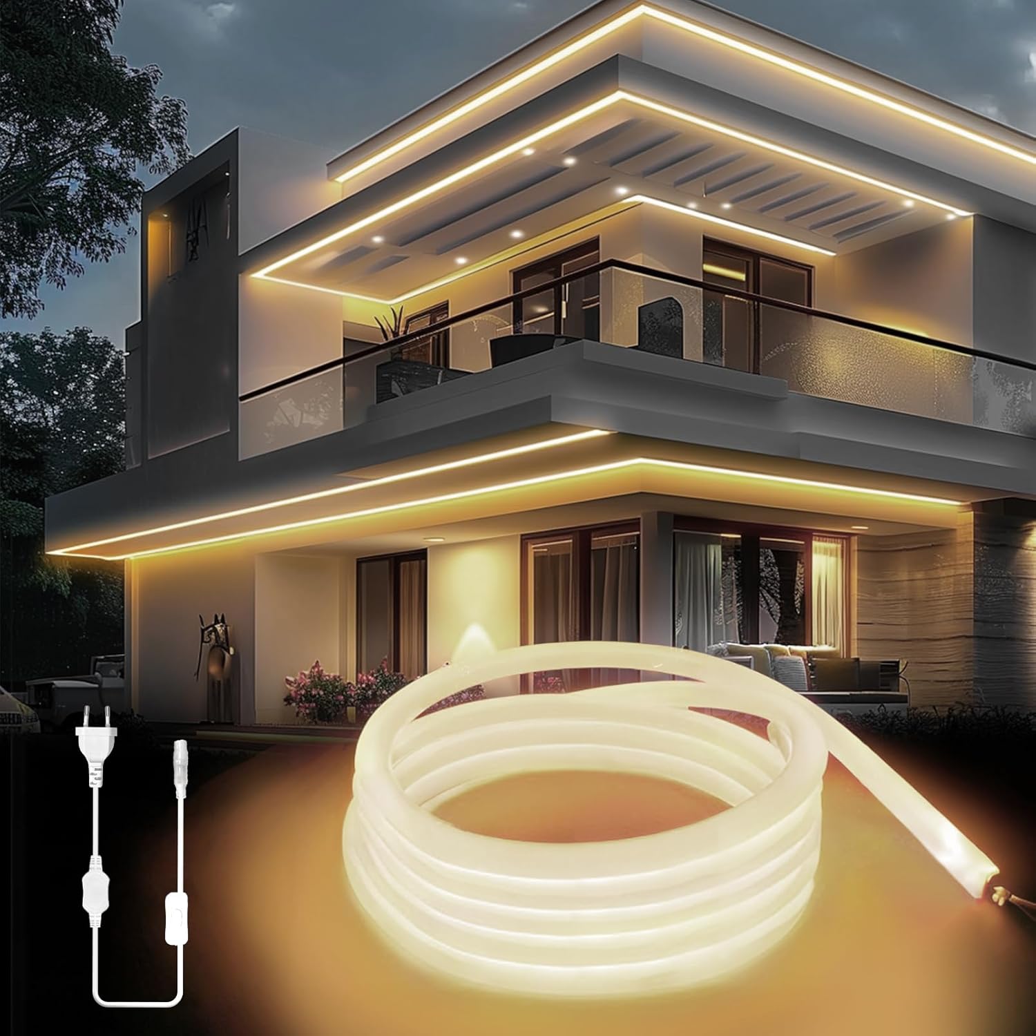 KSIBNW Ruban LED Néon Exterieur 20M Blanc Naturel, 220V LED Chambre ...