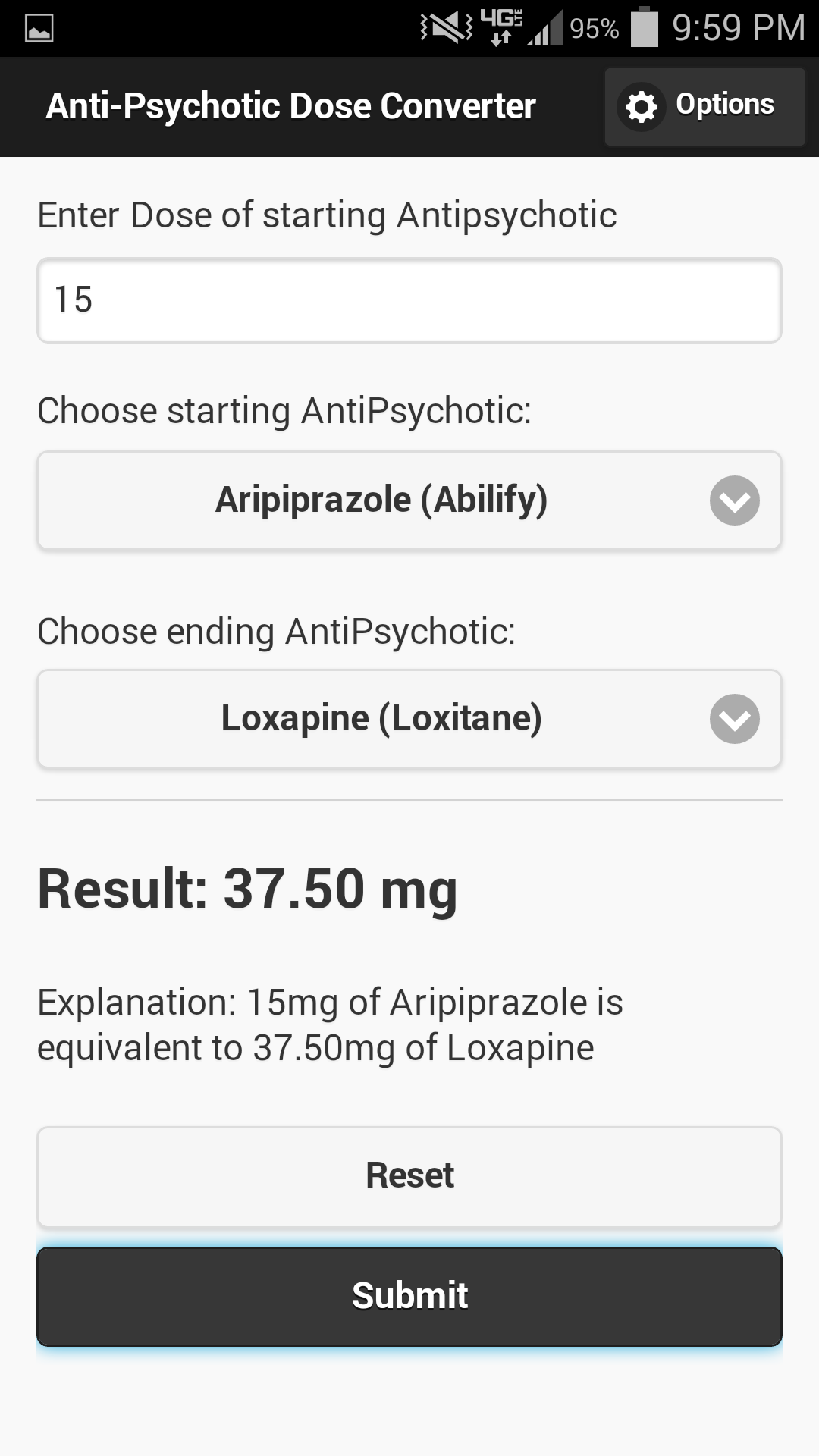 AntiPsychotic Dose Converter App on Amazon Appstore