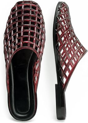 Molozoey Clear Jelly Shoes for Women Slip on Jelly Mesh Slides Comfortable Closed Toe Flats Sandals Summer Beach Slippers.