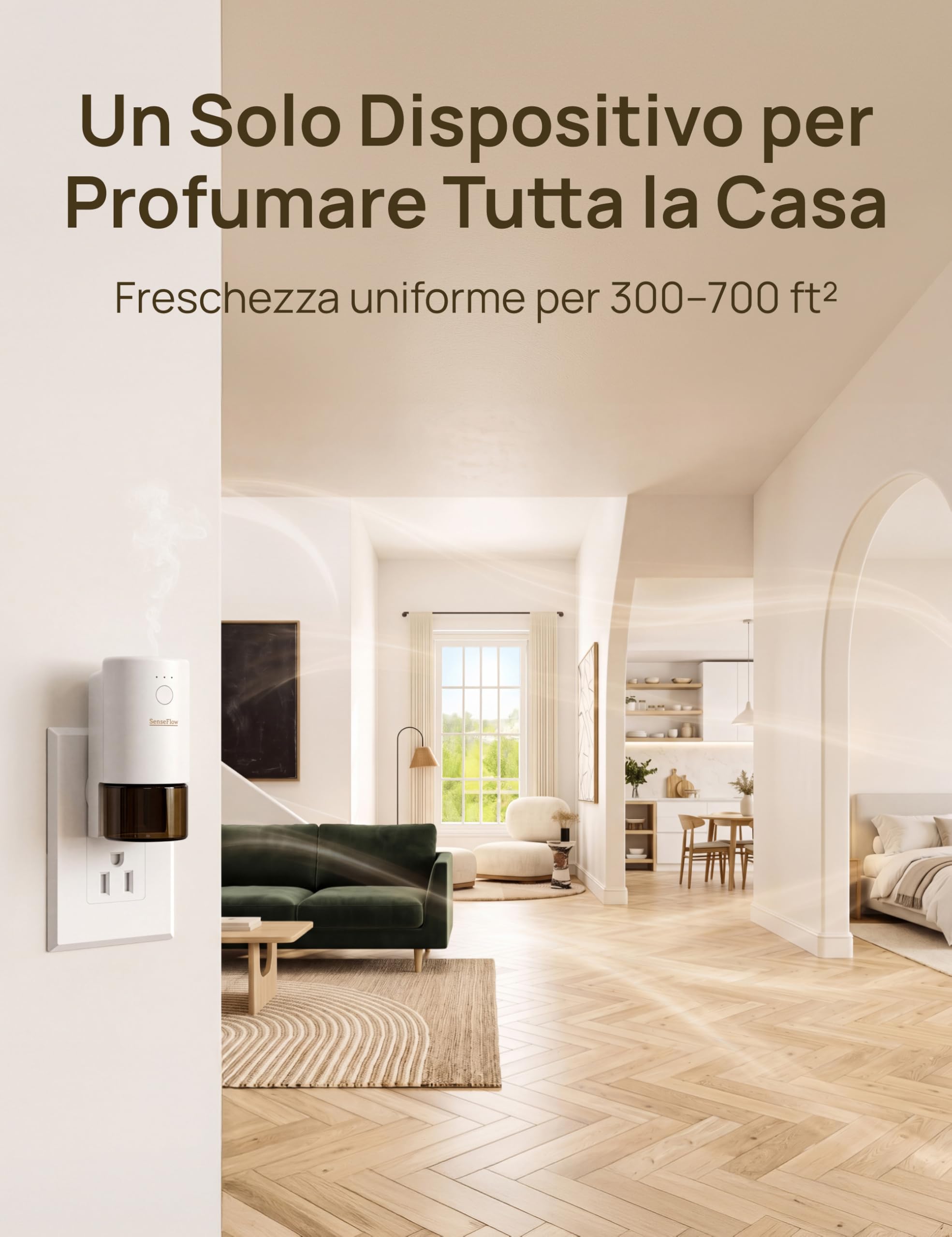 Diffusore di Oli Essenziali SF101 PRO Ultrasuoni Senza Acqua Profumatore per Ambienti, 100% Vegetale, Aroma Fino a 120 Giorni, LED, Ideale per Casa, Hotel e Studio - Lavender Citrus Musk