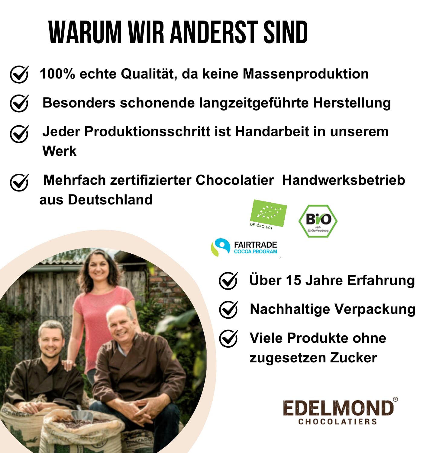 Besondere verschiedene Tafeln Schokolade - 8 Tafeln im Paket - Feinkost Geschenk mit Fair Trade Chocolate & handgemacht - Edelmond hochwertige Schokolade
