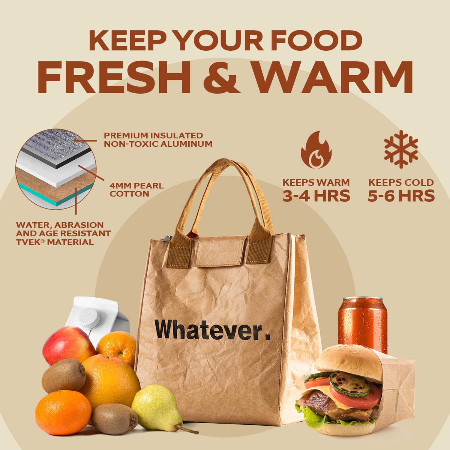 Lonchera aislada para mujer con aislamiento térmico de alta calidad de 0.157 in, bonita bolsa de almuerzo grande de 7 litros para oficina, lonchera pequeña duradera para mujeres, elegante 5