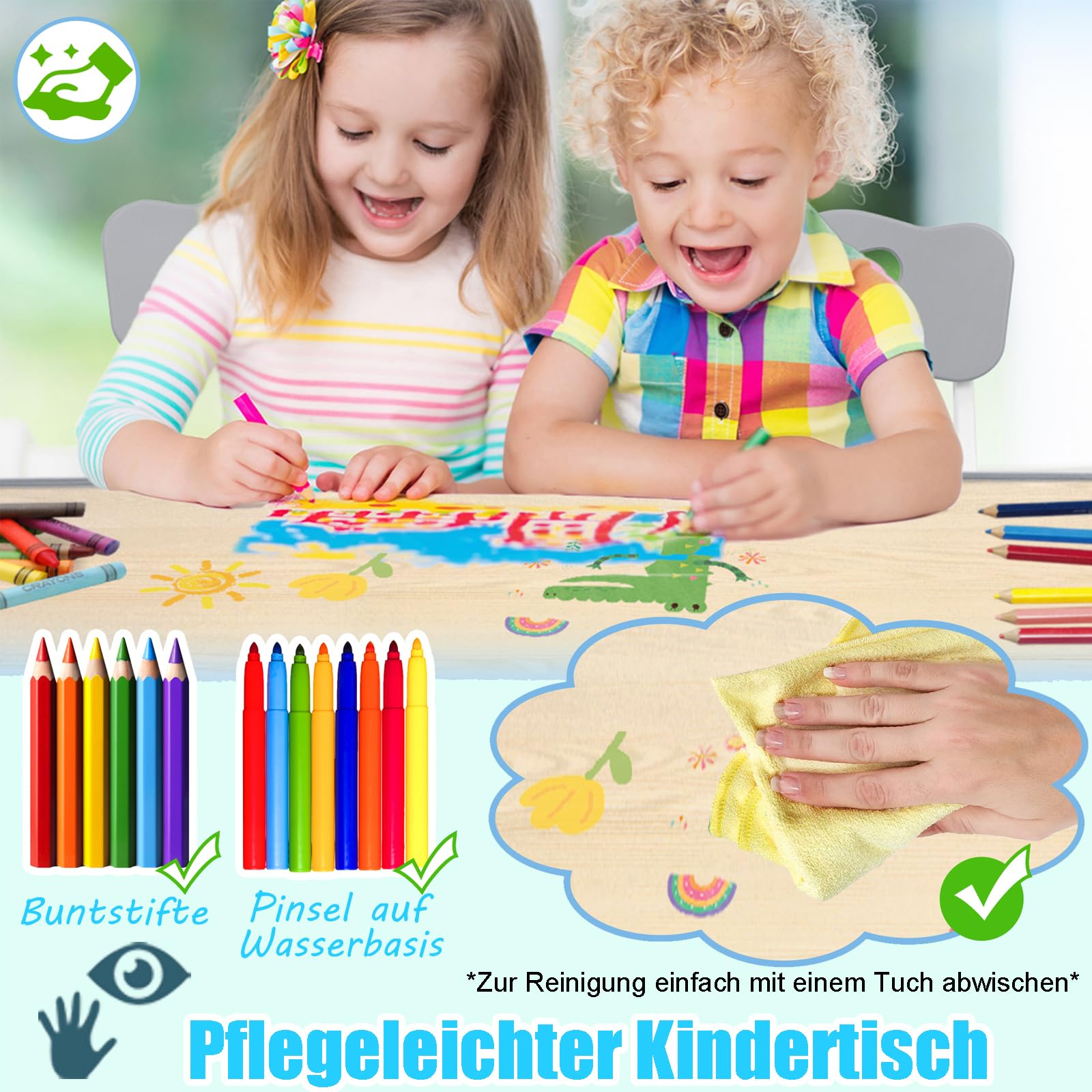 ACXIN Juego de mesa infantil con 4 sillas, de plástico, altura regulable, para habitación infantil, guardería y aula, gris
