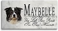 Vista 1 de Broad Bay Border Collie Memorial Stone - Placa personalizada para pérdida de mascotas para interiores o jardín, lápida para tumba al aire libre