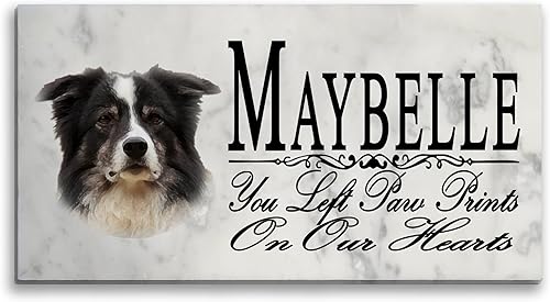 Broad Bay Border Collie Memorial Stone - Placa personalizada para pérdida de mascotas para interiores o jardín, lápida para tumba al aire libre