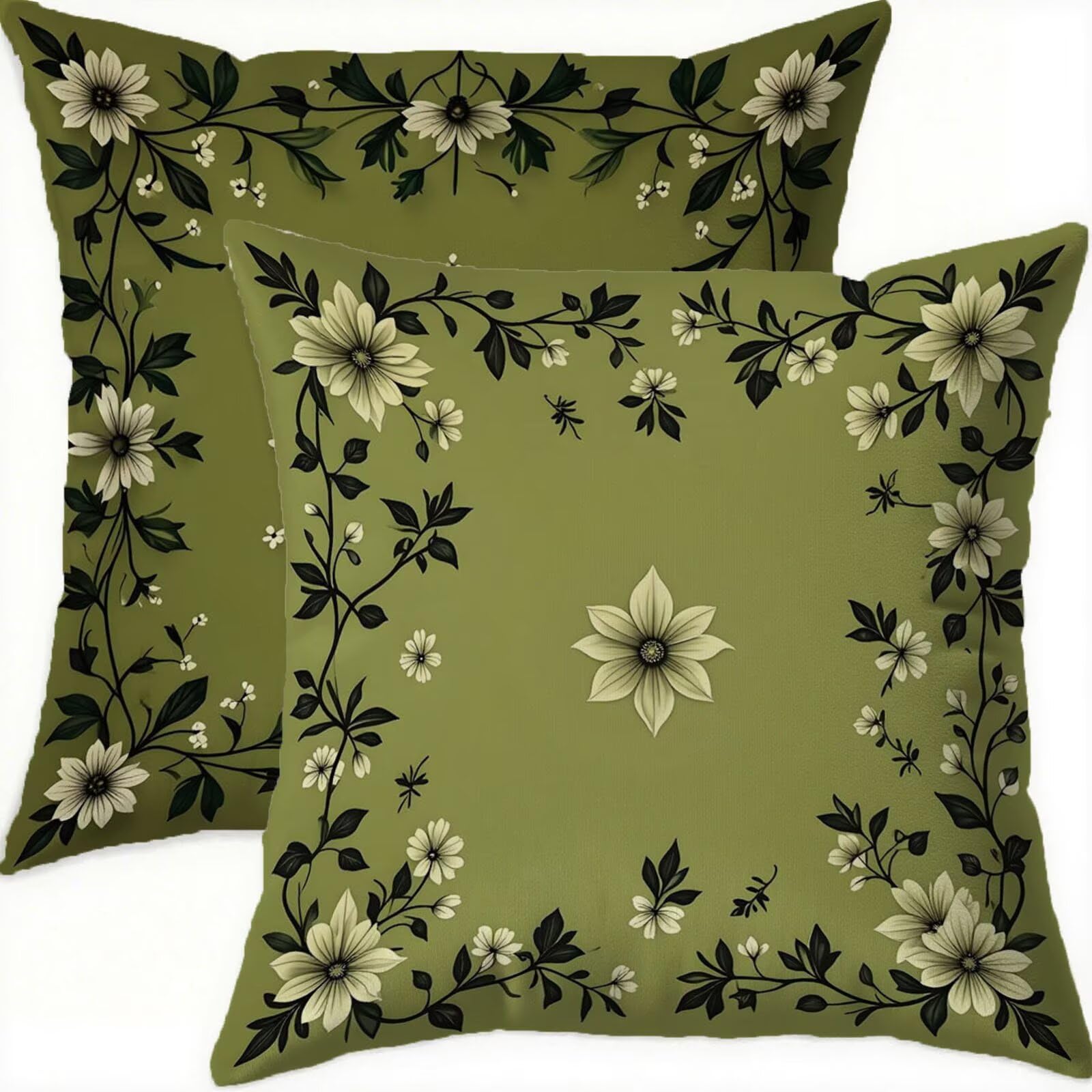 Housse coussin 60x60cm lot de 2 vert motif géométrique B280