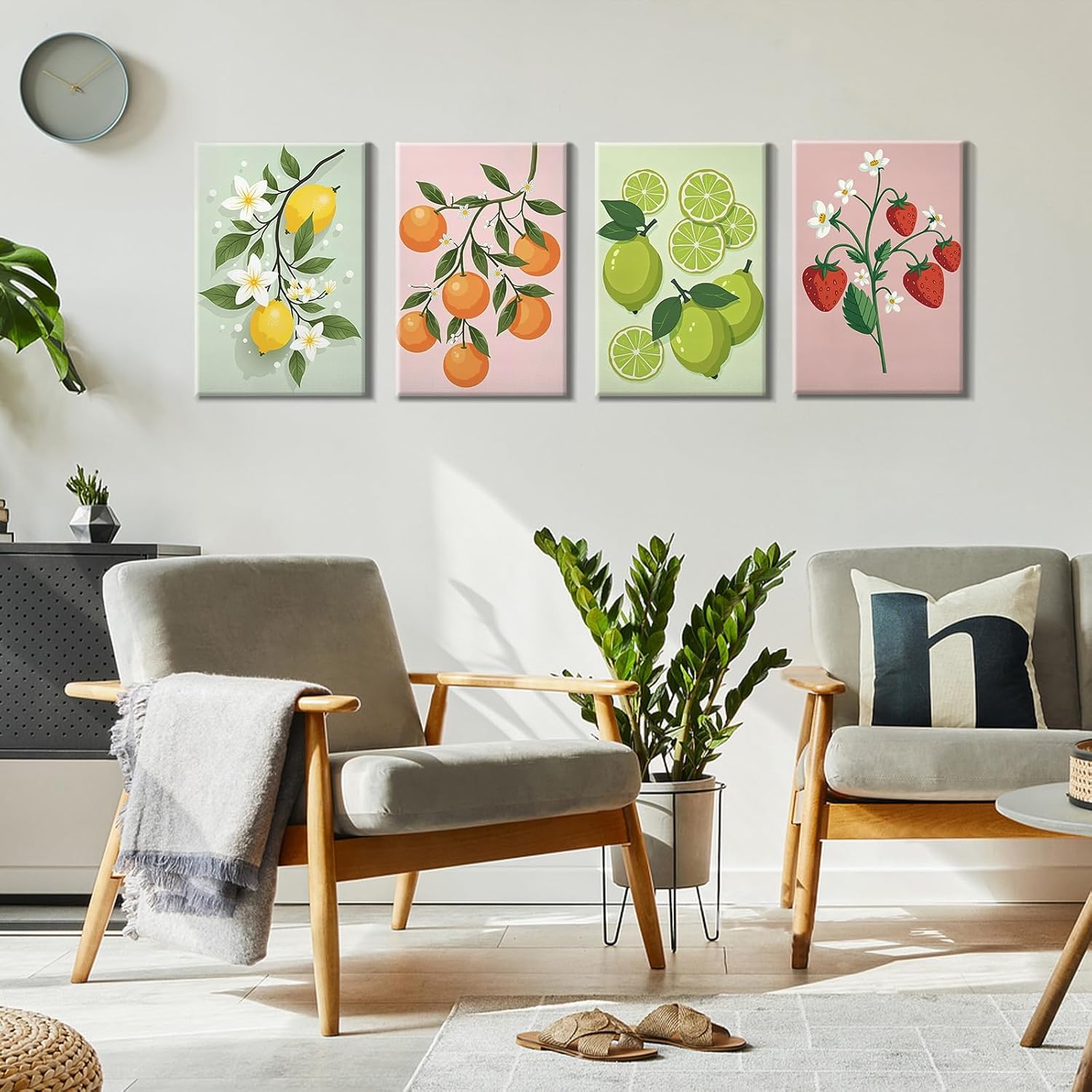 HeeBenor 4 Pack Framed Paint by Numbers Kit for Adults Beginner, Easy Paint by Number with Easel, DIY Fruit Adult Paint by Number Kits Framed Canvas for Home Decor 8x12 Inch