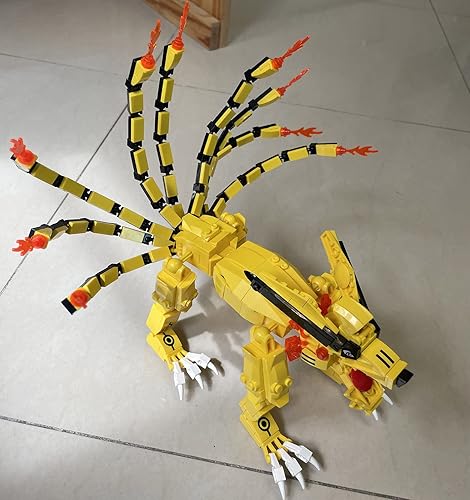 Miniatura 4 de 429 piezas de decoración para pastel de cumpleaños, decoraciones temáticas de anime, bloques de construcción, figuras de dragón Kurama de nueve