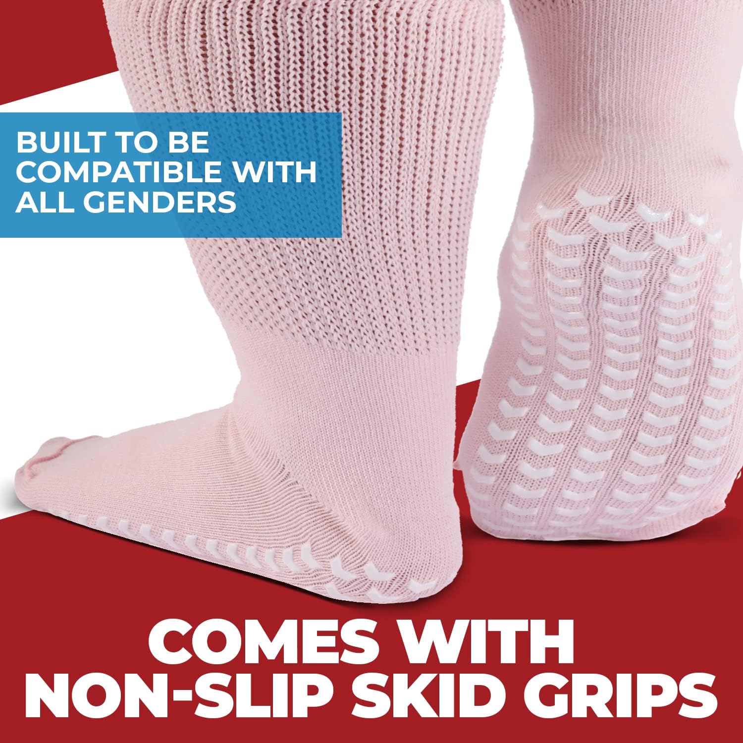 FORTIVO 2 Pairs Extra Wide Socks For Swollen Feet, Non-Slip Hospital and Diabetic Socks for Men and Women - Image 4