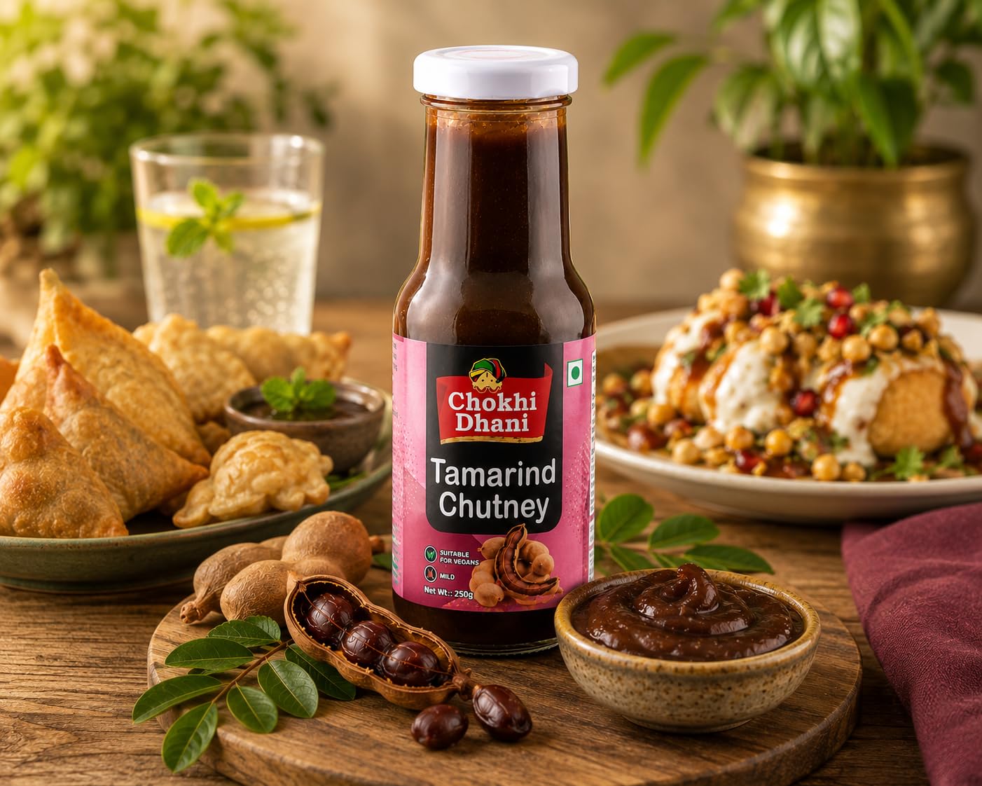 Chokhi Dhani Mint & Coriander Chutney 210g + Tamarind Chutney 250g Combo | Authentic Indian Green & Imli Chutney | Ready to Serve Dip for Chaat, Samosa, Pakora & Snacks | No Artificial Flavours 3