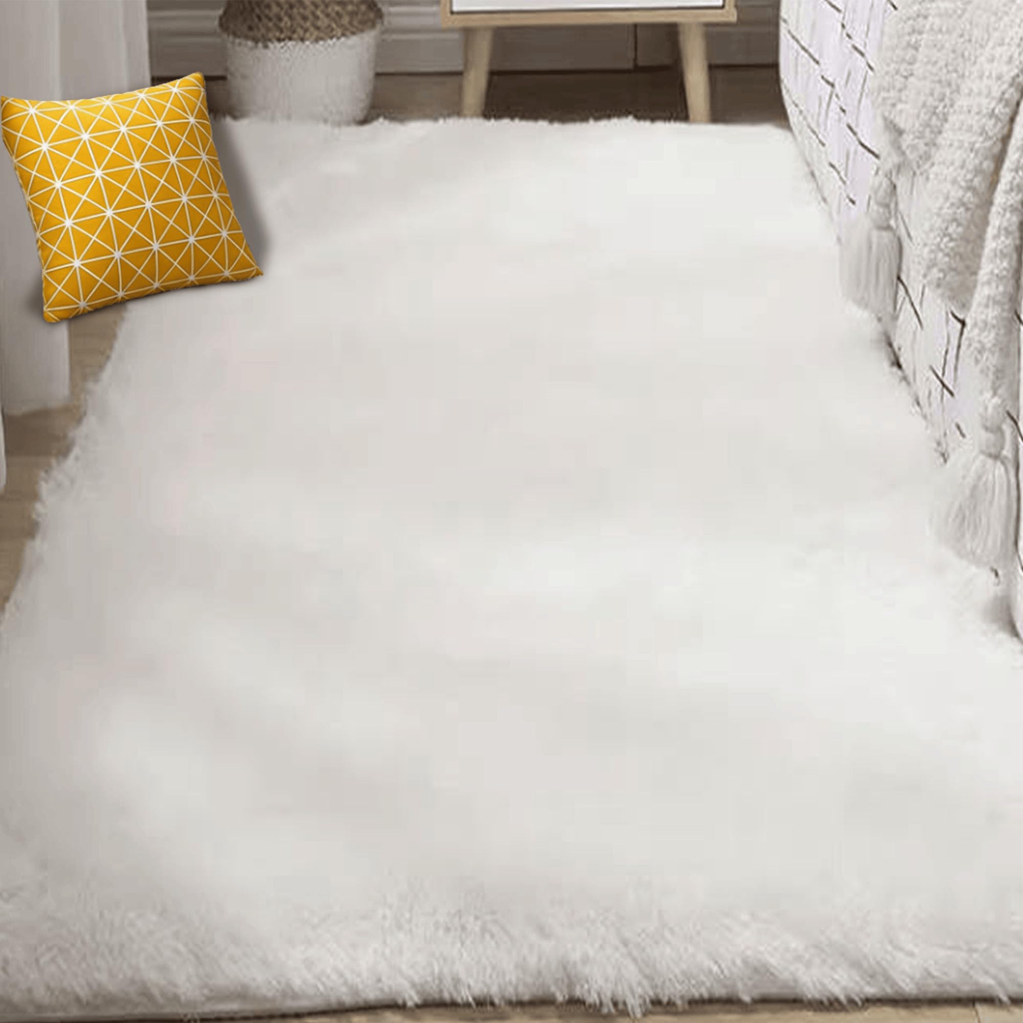 Tapis moderne lavable blanc 160x280 cm pour un salon chaleureux et cosy