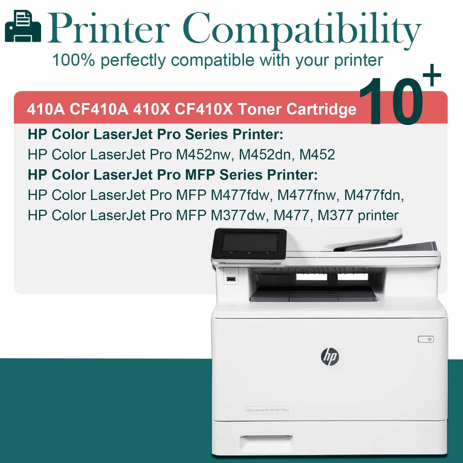 410A Cartucce di Toner Compatibile per HP 410A CF410A 410X CF410X per Color LaserJet Pro MFP M477fdw M477fdn M477fnw M377dw M452nw M452dn M477dw M477 M452 Nero Ciano Magenta Giallo (5-Pack)