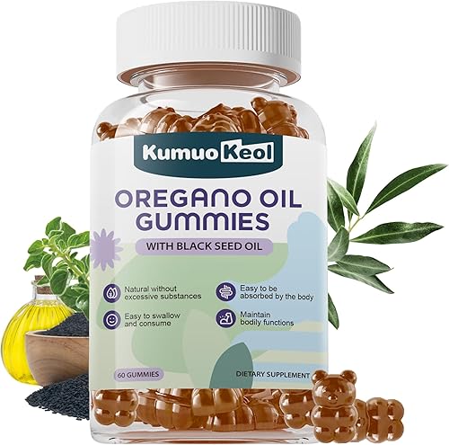 Aceite de orégano con aceite de semilla negra, suplementos de gomitas de aceite de semilla negra con vitamina D3 y vitamina E - Apoyo inmunológico y