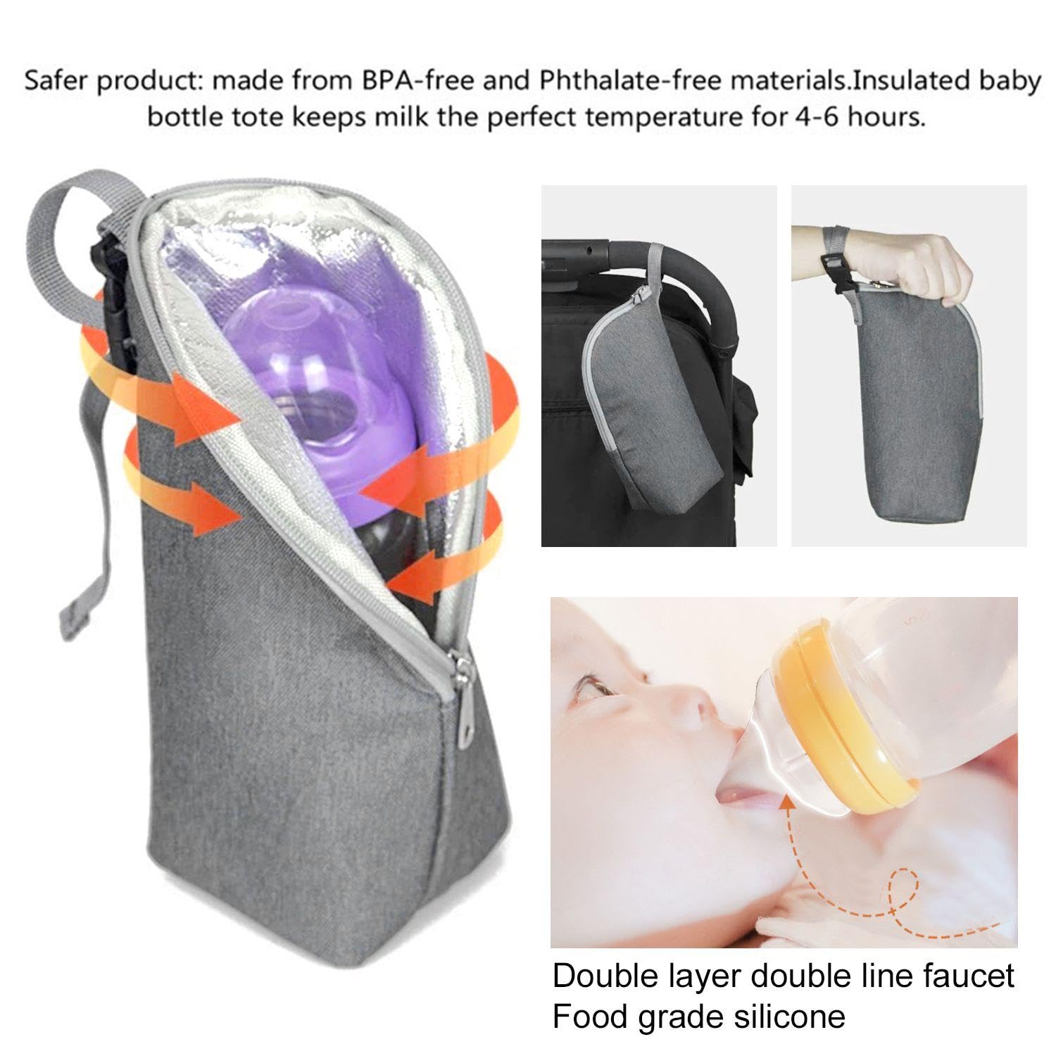 Borse Per Bottiglie Da 2 Pezzi E Ciucci Da 2 Pezzi, Borsa Per Bottiglie Isolata, Borsa Per Bottiglie Portatile, Adatta Per Viaggi E Uso Esterno
