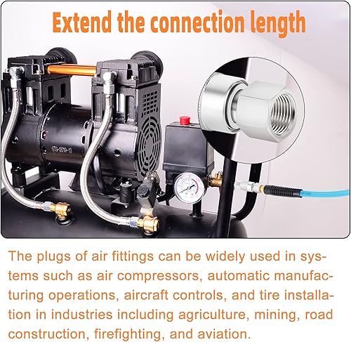 Miniatura 5 de GASHER 10PCS 14-Inch NPT hembra Industrial Air Tool Fitting, 14-Inch High Flow Neumáticos Plugs Max Working Pressure 300PSI