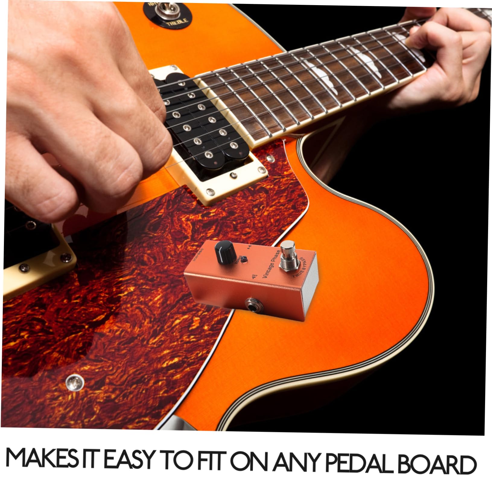 Pedale Phaser Mini per Chitarra Elettrica Arancia in Metallo | Stile Vintage, Luci Indicatore Chiare, Sistema di Riduzione Rumore, per Registrazione e Suonare