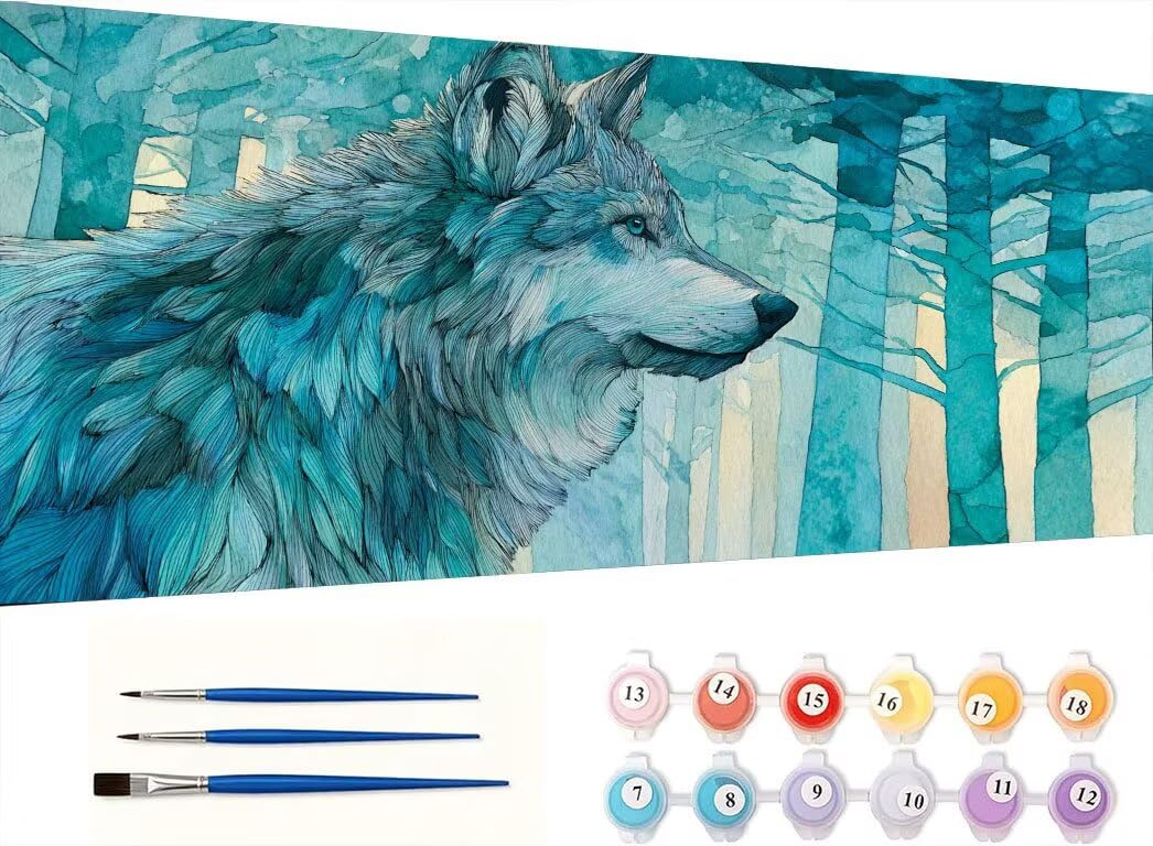 Pintar por Numeros Adultos, Verde Lobo, 70x90cm 7JGWX-286