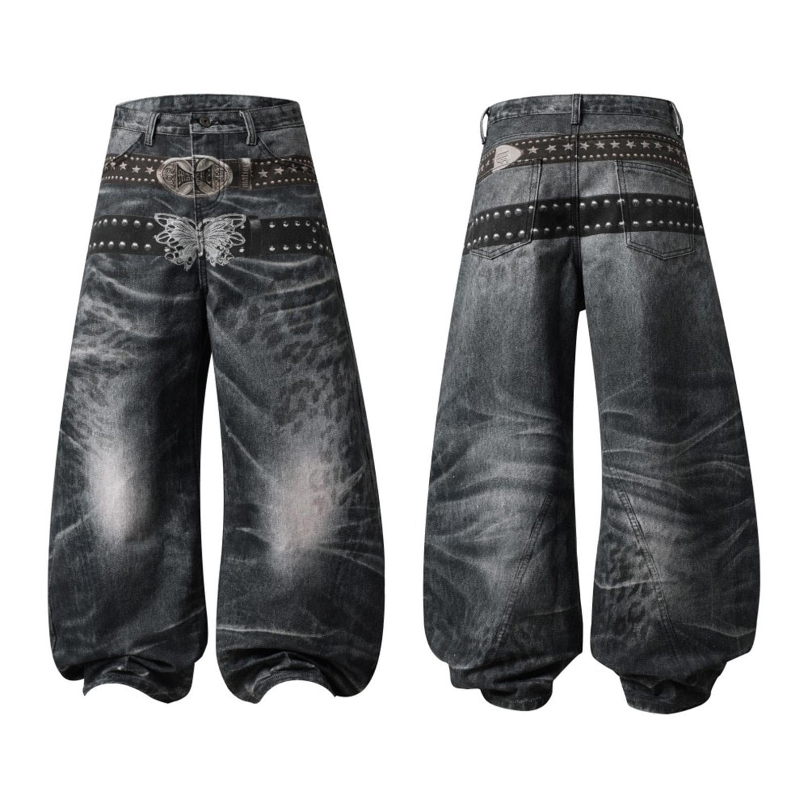 Baggy Jeans da uomo Barrel Jeans Y2K Streetwear Hip Hop Destroyed Denim Pantaloni alla moda con gamba dritta, jeans da skater, casual, vestibilità larga, alla moda, pantaloni lunghi