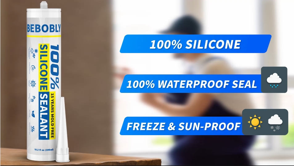 Image of Silicone Caulk & Sealant Brown, 100% Waterproof Silicone Sealant, Shrink & Crack Proof, Silicone Caulking for Kitchen, Bathroom, RV, Interior & Exterior Use, 10.2 FL. OZ /300ML, 1 Pack