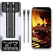 Dual-Probe Wireless Meat Thermometer for Grilling, Smoking, BBQ - Bluetooth Enabled Smart Grill Thermometer with 2 Probes, Digital Food Thermometer, 800ft Long Range,Cooking Thermometer for BBQ/Grill