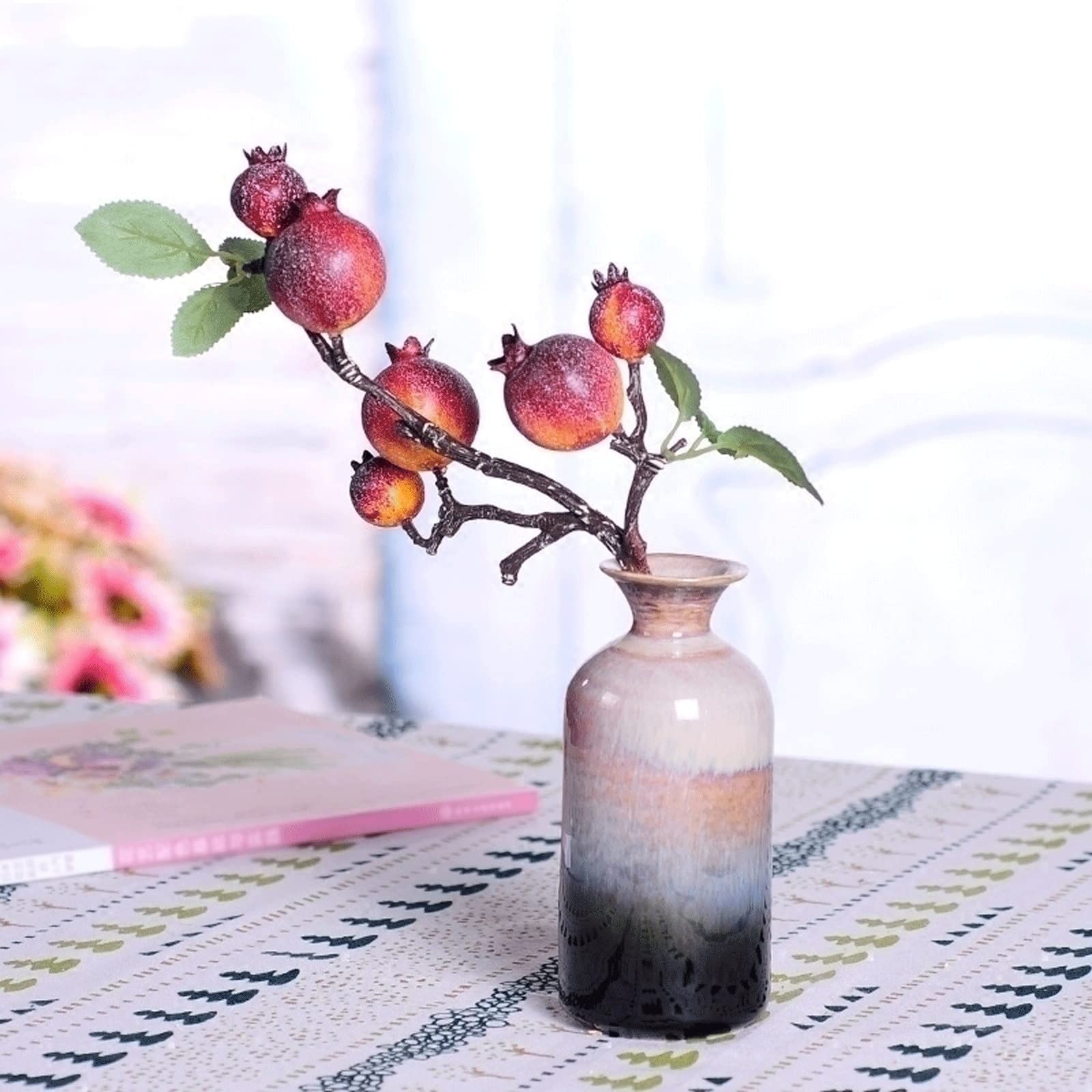 Künstliche Pflanze, kleine Granatapfel-Dekoration, künstliche Topfblume für Zuhause, Garten, Hof, Bauernhaus-Dekoration