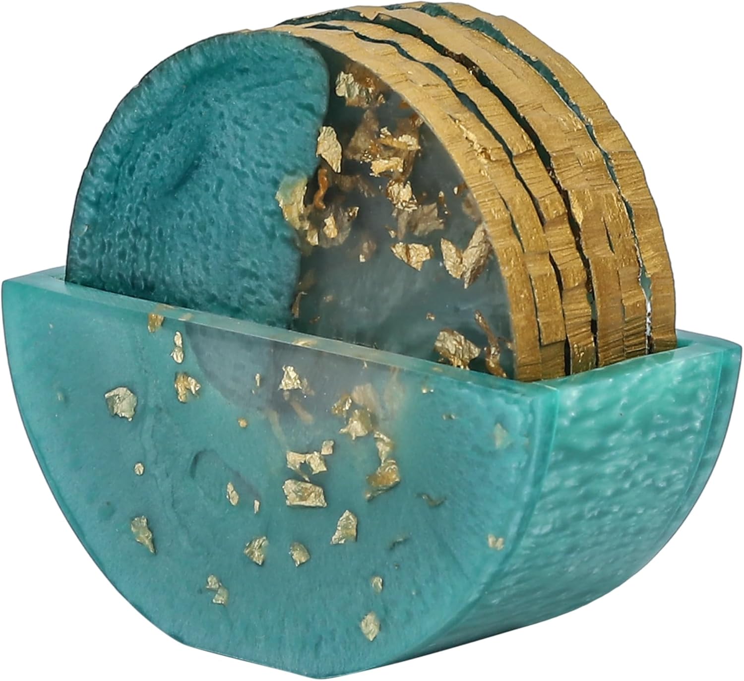 Wonderlist Handicrafts Resin Coasters for Living Room Decorative Coasters for Dining Table for Bar Tea Home Décor Drink Holder (Emerald)