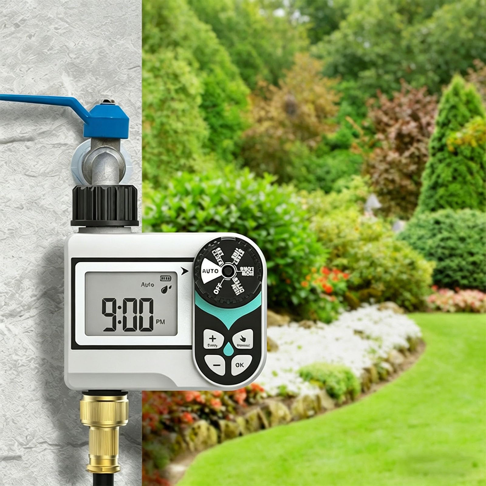 Intelligenter Schlauch Timer mit Regenverzögerung, Messingkonstruktion für Gartenbewässerung, programmierbare Wasseruhr, automatische Pflanzenbewässerung, Strukturtropfen, Bewässerungsuhr,