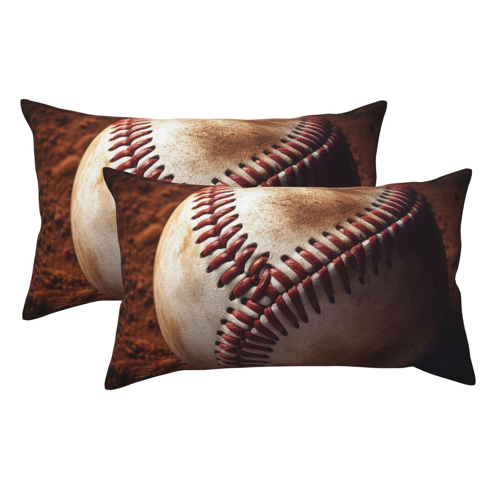 2 Pack King Pillow Cases with Hidden Zipper, Soft Breathable Pillow Covers for Hair and Skin, Baseball Pillowcases 20"x36" Bed Pillow Protectors Cover for Sleeping Gifts
