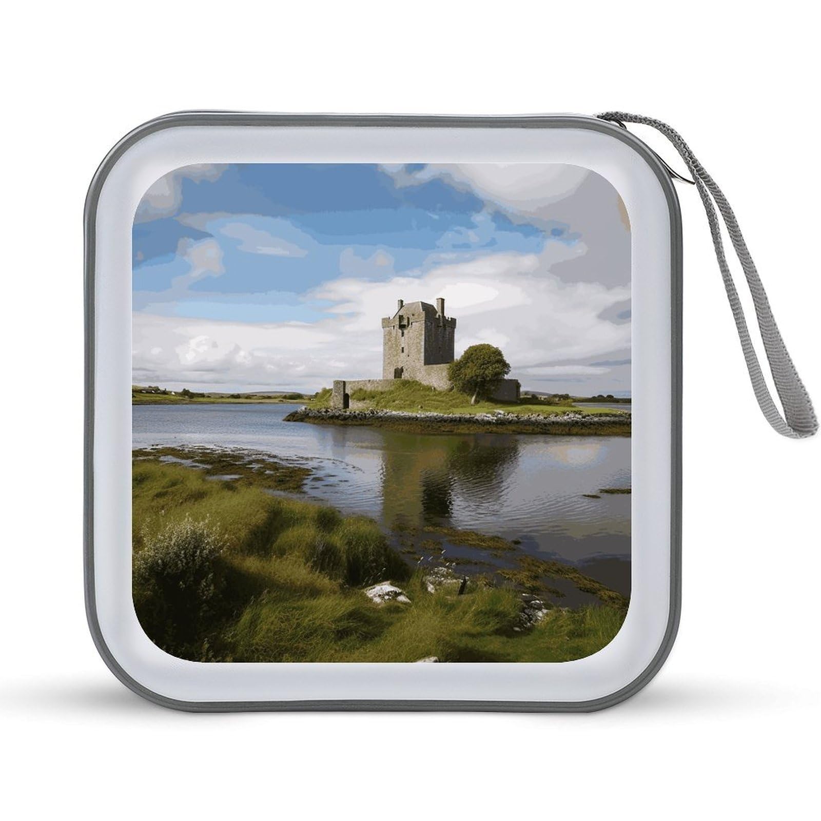 JTREHY View of The Dunguaire Castle CD Case 40 Capacity CD/DVD Case Holder Disc Storage Organizer Wallet Bag Portable Zipper CD Case Holder for Car Home Office Travel