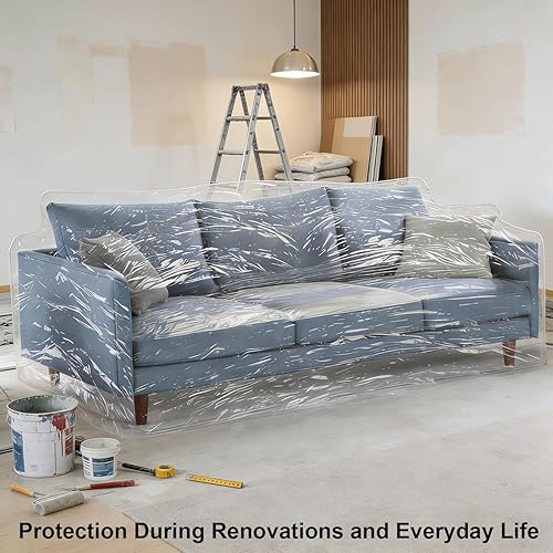 Miniatura 4 de KEBE Funda de sofá transparente y más gruesa para mascotas, protector de plástico resistente al agua a prueba de arañazos de gatos y perros, funda