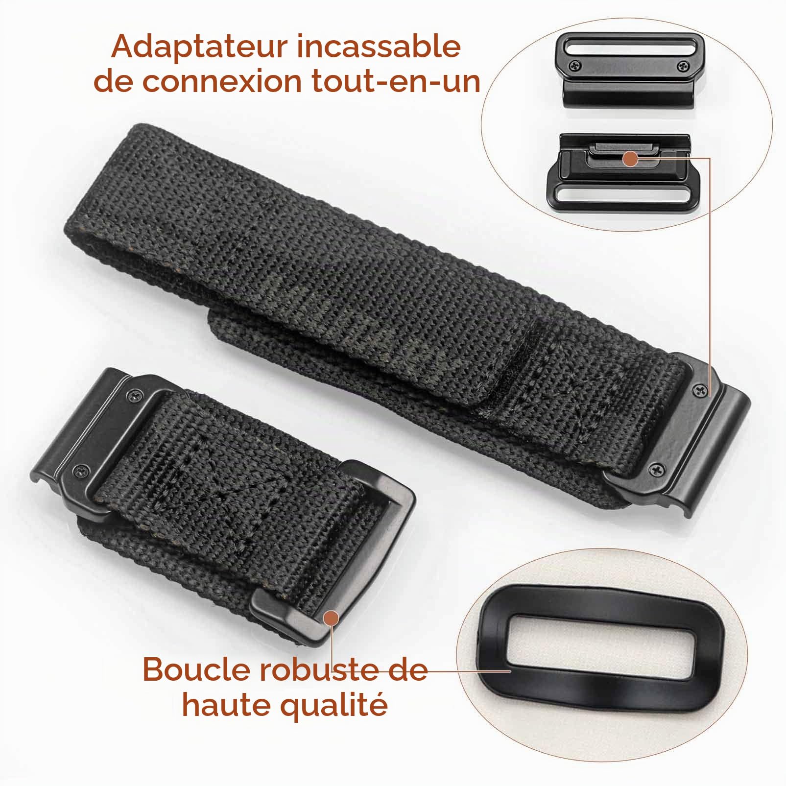 Compatible avec Garmin Bracelet de montre en nylon super résistant avec boucle tissée pour fēnix/Forerunner/Approach/MARQ/quatix/D2 Series Bracelet de rechange robuste pour homme