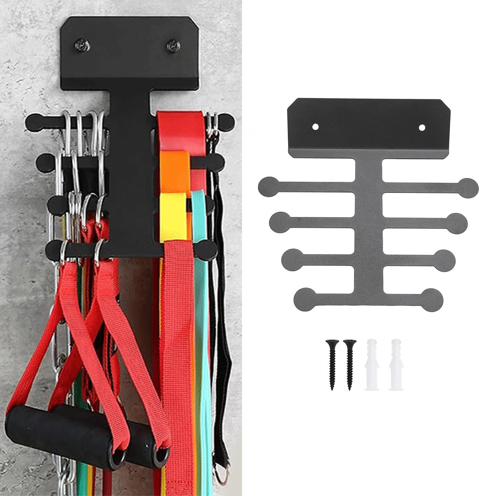 Natudeco Sports Pull Up Band Storage Rack Gym Equipment Wall Mount Rack Multifunctional Fitness Equipment Workout Wall Organizer for Gym