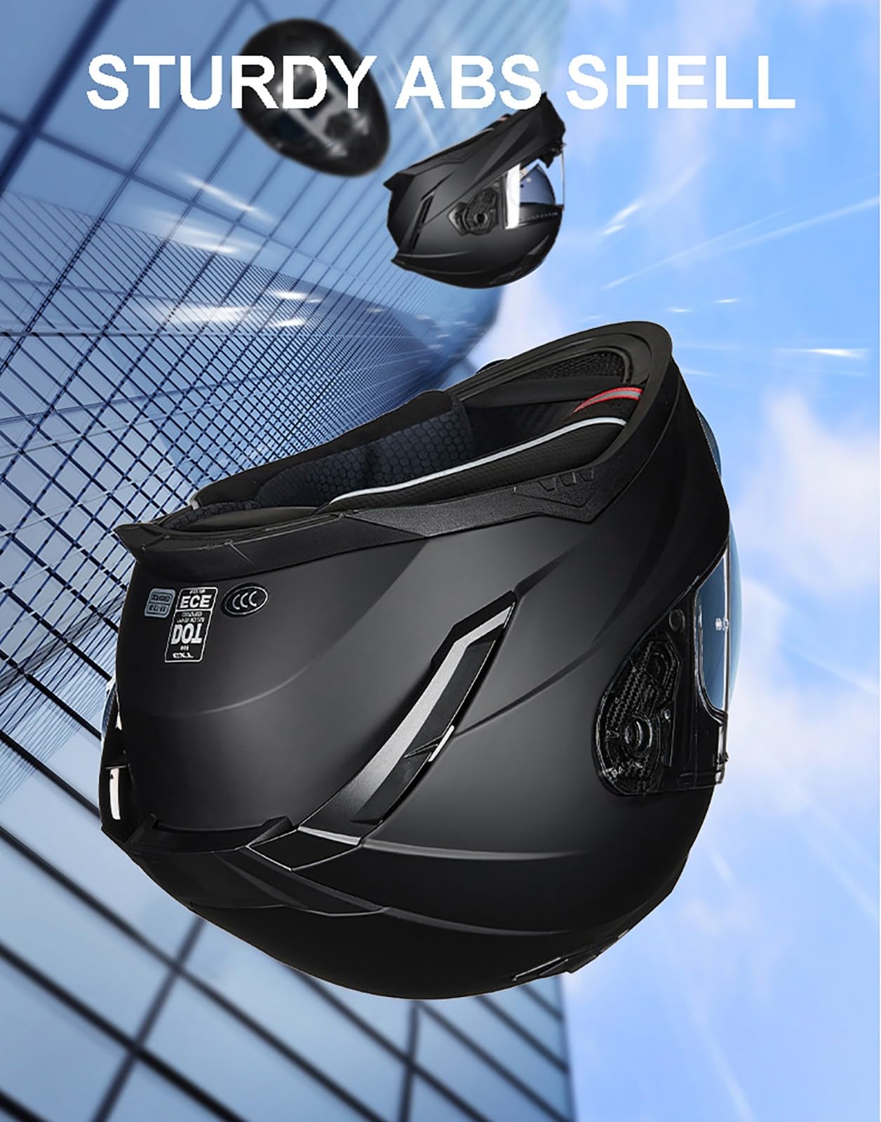 Casco modulare da moto con visiera ribaltabile, omologato ECE, casco integrale con doppia visiera ribaltabile per adulti, uomo e donna. 1,L=57-58CM