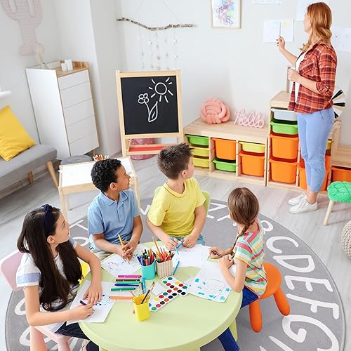 Miniatura 9 de LIVEBOX ABC - Alfombra redonda para niños, para aula, alfombra grande lavable para guardería, alfombra antideslizante para niños y niñas, alfombra