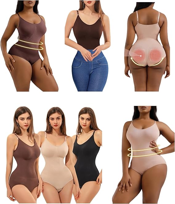 Ultra Comfortable Compression Shapewear Bodysuit for Women, High Waist, Butt Lifter, Breast Lifter, Tummy Tuck, Waist Trainer, Seamless Shapewear for Women Black Brown Skin tone