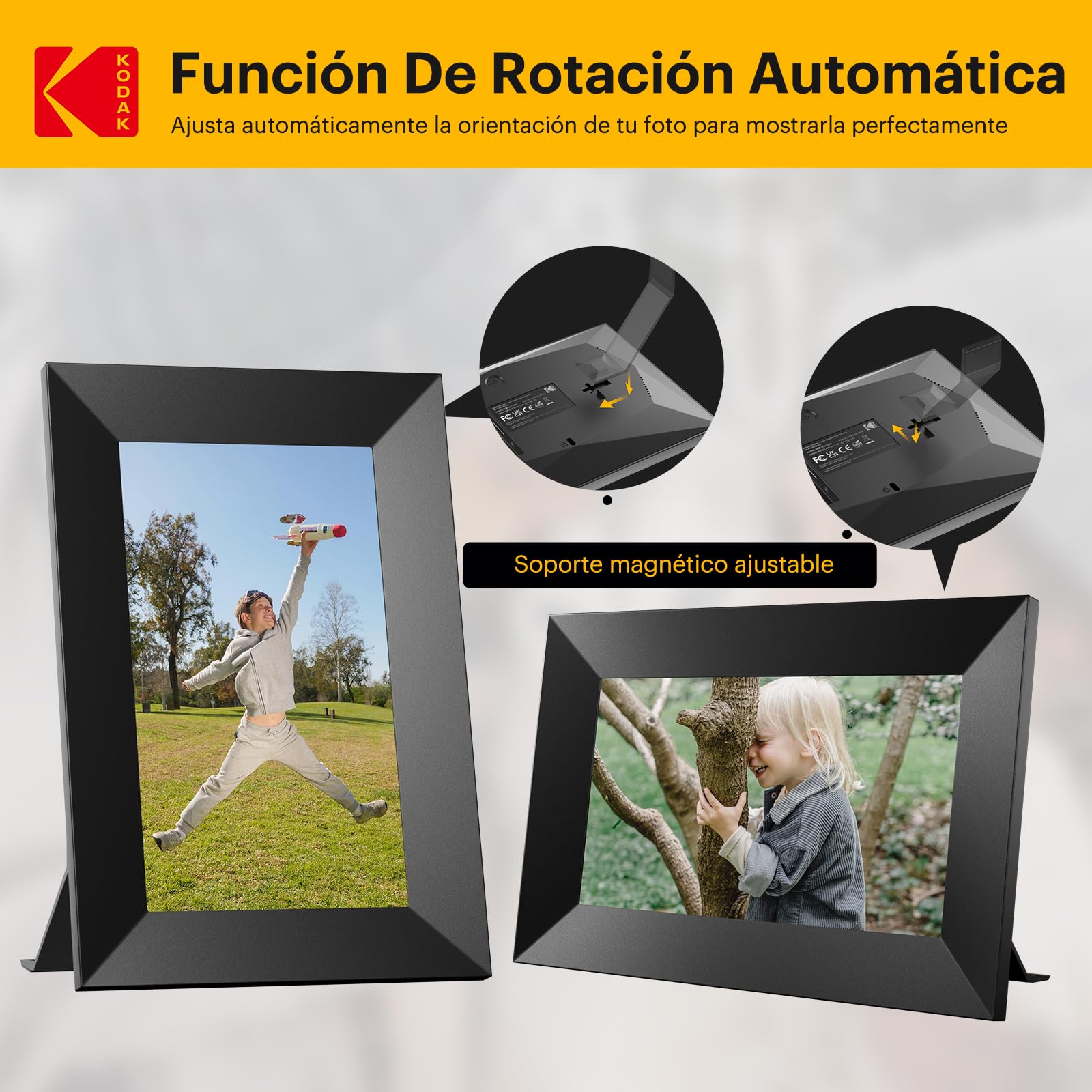 KODAK Marco de fotos digital de 7 pulgadas, WiFi, marco electrónico HD IPS, pantalla táctil, marco de fotos inteligente, nube con aplicación, memoria de 32 GB, rotación automática, compartir imágenes