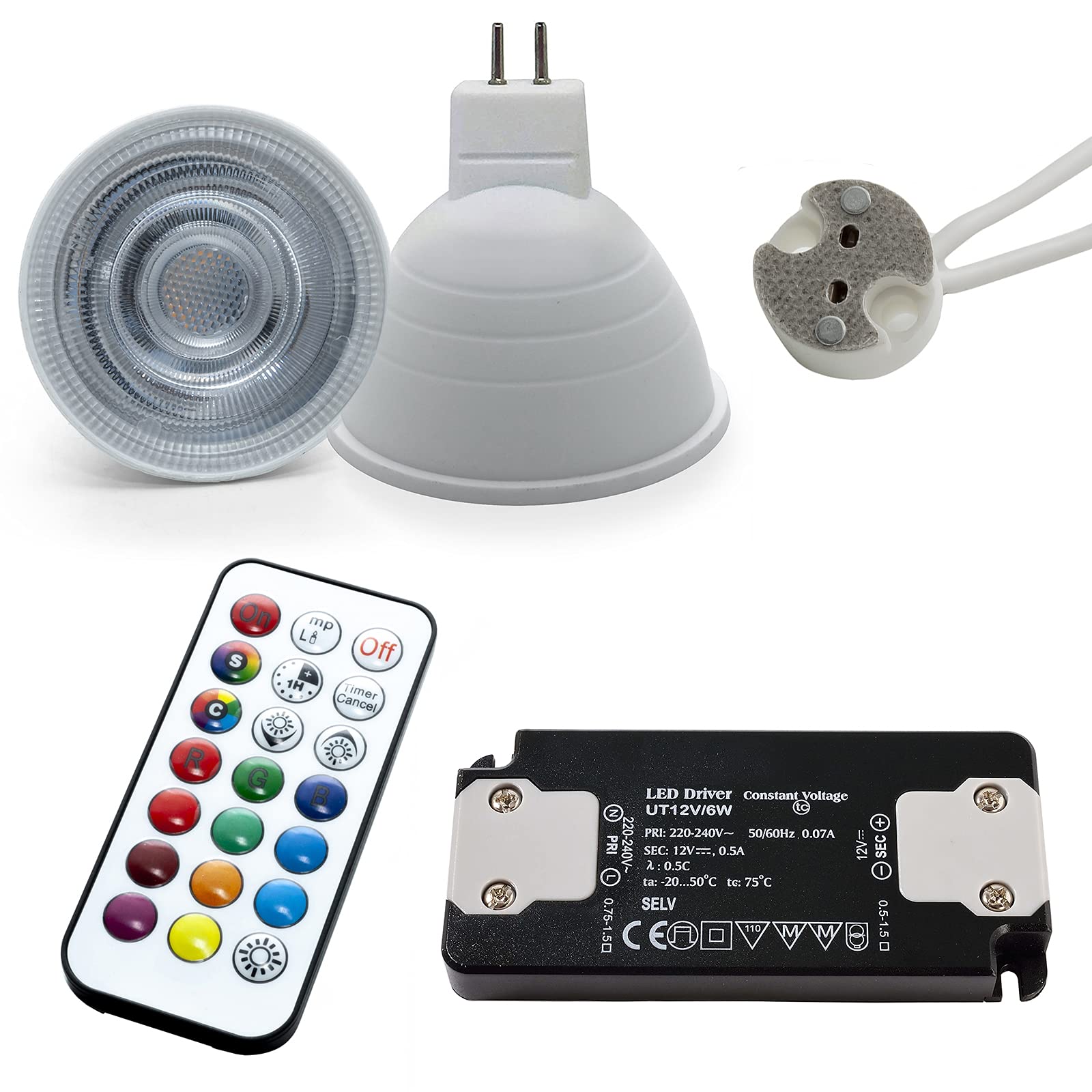 Planetitaly Faretto tondo quadrato lampada LED 6W RGB GU5.3 12V incasso IP65 cromoterapia box doccia bagno turco sauna (Tondo, RGBW+3000K)