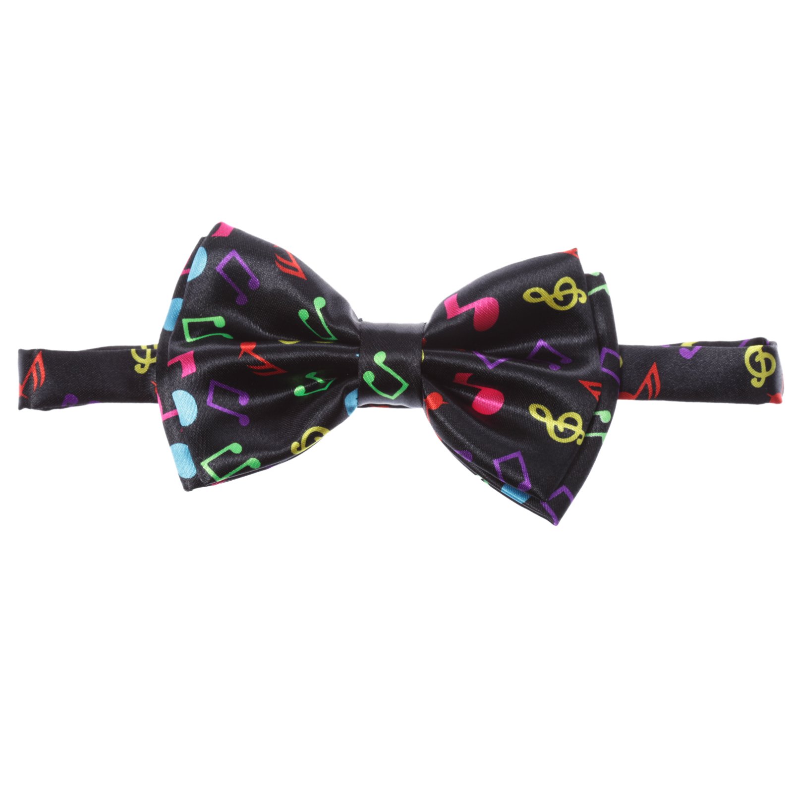 AJ Accessories Men's Music Notes Novelty Pre-Tied Satin Bow Tie (Black/Rainbow)
